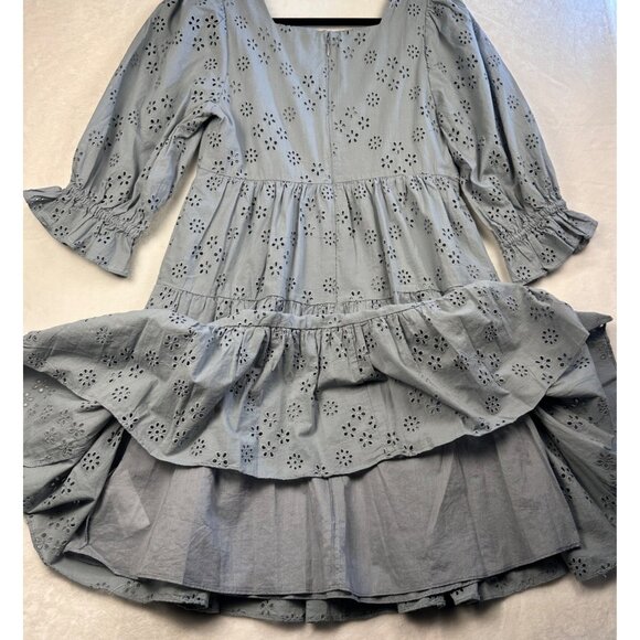 Madewell Blue Eyelet Lizzie Babydoll Dress Sz 0 Puff Sleeve NWT Flowy Cottage - Picture 13 of 15